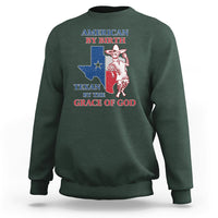 American By Birth Texan By The Grace Of God Texas State Skull Texas Pride Sweatshirt - Wonder Print Shop