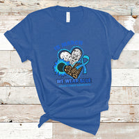 In March We Wear Blue For Colon Cancer Awareness CRC Blue Ribbon Blue Heart T Shirt - Wonder Print Shop
