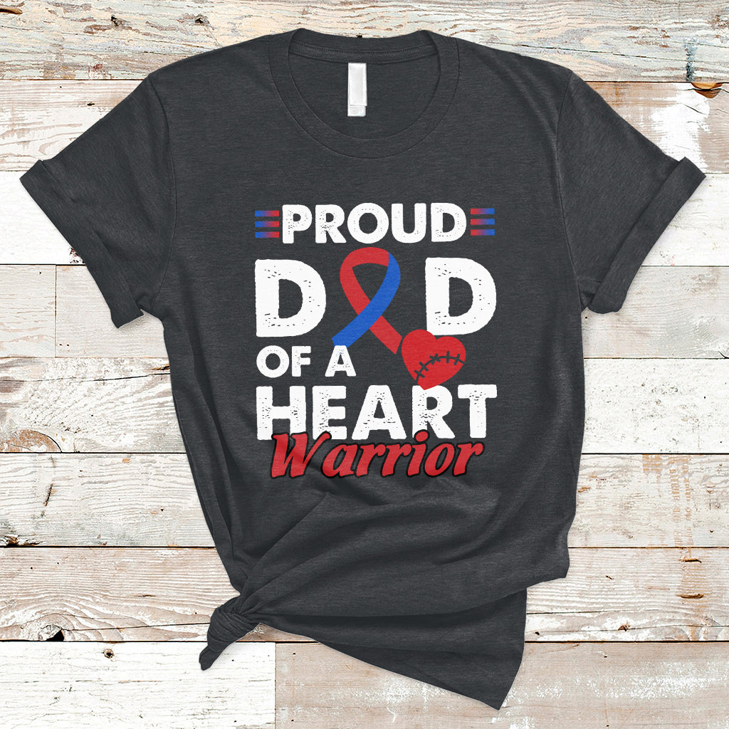 Dad Of A Heart Warrior CHD Congenital Heart Defect Awareness T-Shirt - Wonder Print Shop