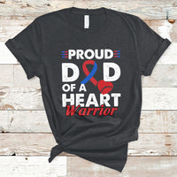 Charcoal short-sleeve T-shirt with Proud heart warrior graphic and blue ribbon heart