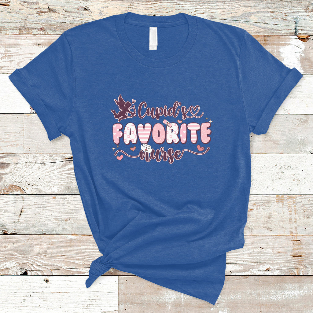 Cupid's Favorite Nurse Happy Valentines Day Groovy Retro T-Shirt - Wonder Print Shop