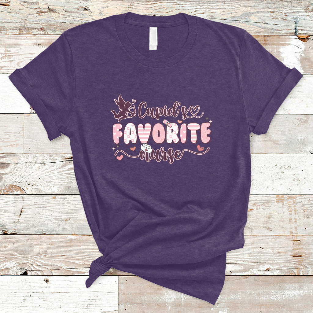 Cupid's Favorite Nurse Happy Valentines Day Groovy Retro T-Shirt - Wonder Print Shop
