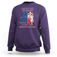 American By Birth Texan By The Grace Of God Texas State Skull Texas Pride Sweatshirt - Wonder Print Shop