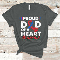 Dark heather short-sleeve T-shirt with Proud heart warrior graphic and blue ribbon heart