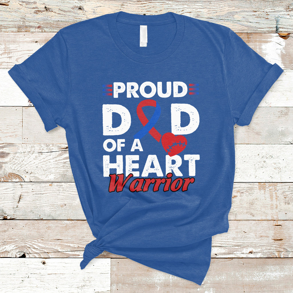 Royal blue short-sleeve T-shirt with Proud heart warrior graphic and red ribbon heart