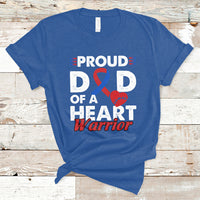 Royal blue short-sleeve T-shirt with Proud heart warrior graphic and red ribbon heart