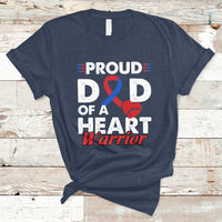 Dark navy short-sleeve T-shirt with Proud heart warrior graphic and blue ribbon heart
