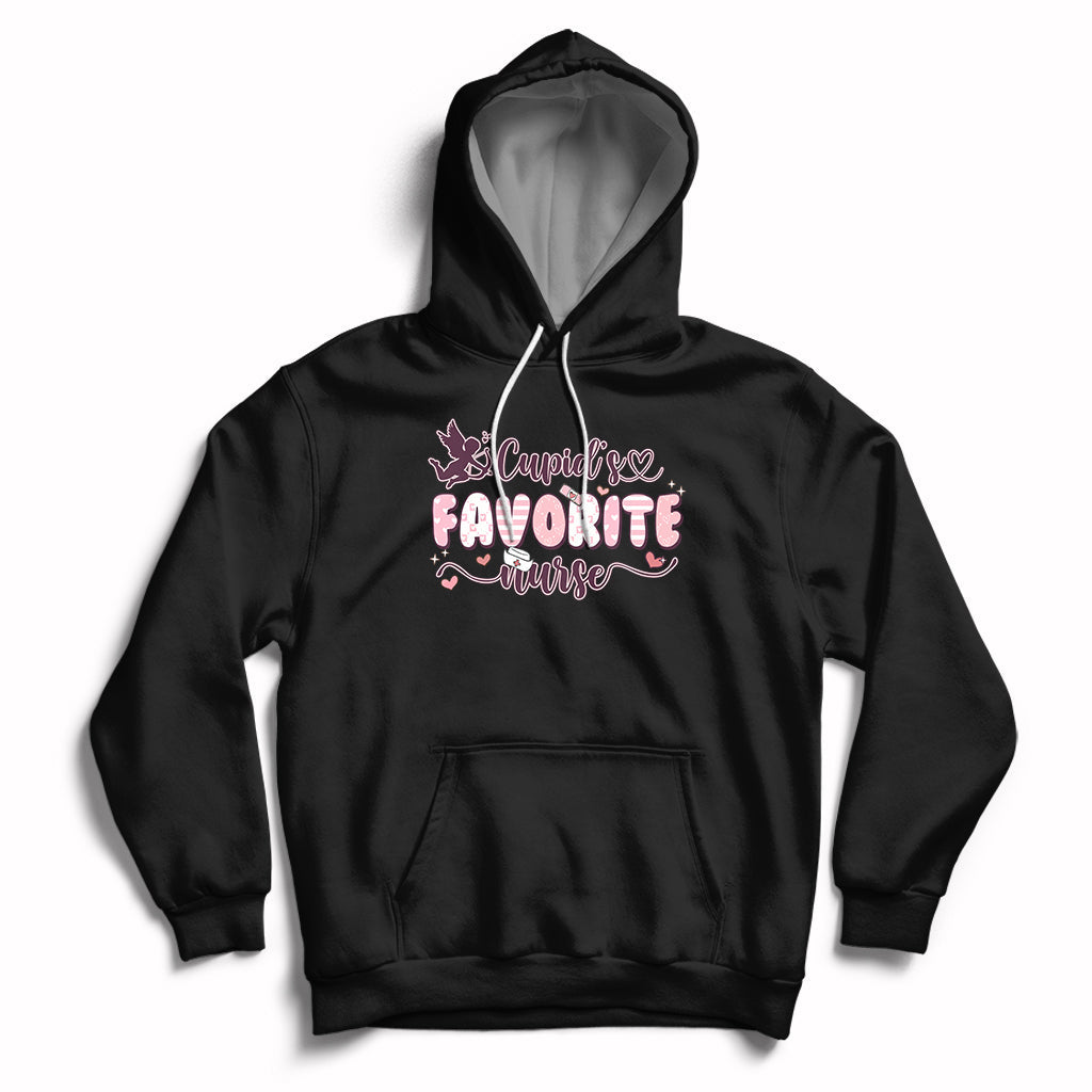 Cupid's Favorite Nurse Happy Valentines Day Groovy Retro Hoodie - Wonder Print Shop