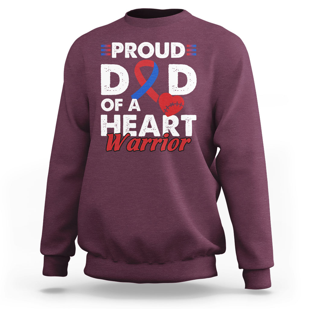 Adult maroon sweatshirt with “PROUD D D OF A HEART Warrior” graphic and ribbon heart