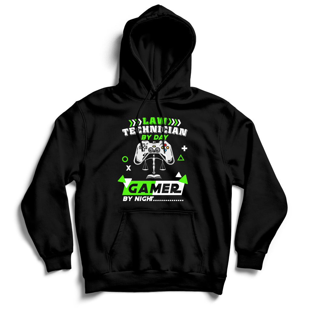 Law Techinician By Day Gamer By Night Hoodie - Wonder Print Shop