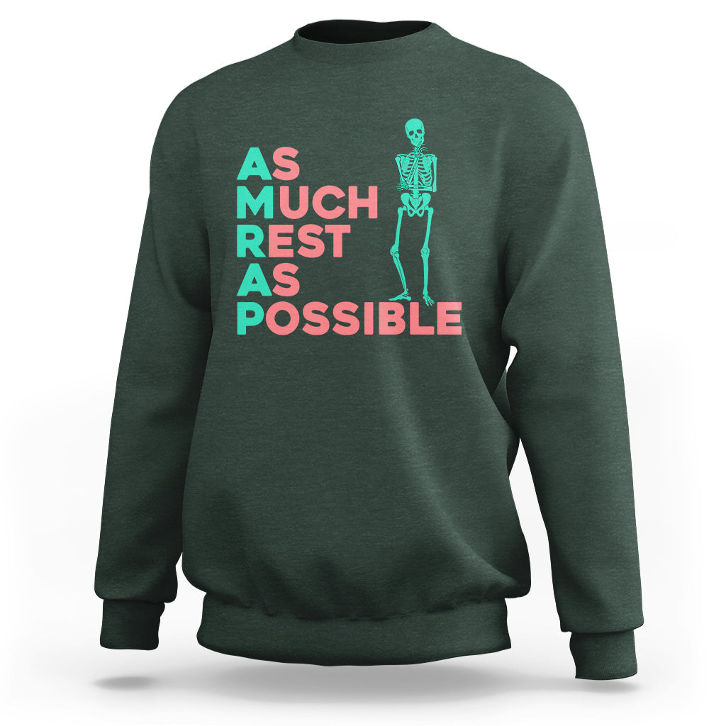 As Much Rest As Possible AMRAP Skeleton Funny Trendy Sweatshirt - Wonder Print Shop