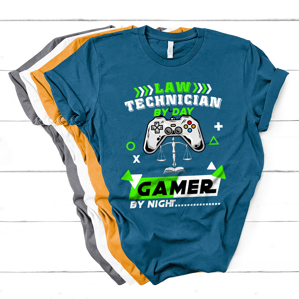 Law Techinician By Day Gamer By Night T Shirt - Wonder Print Shop