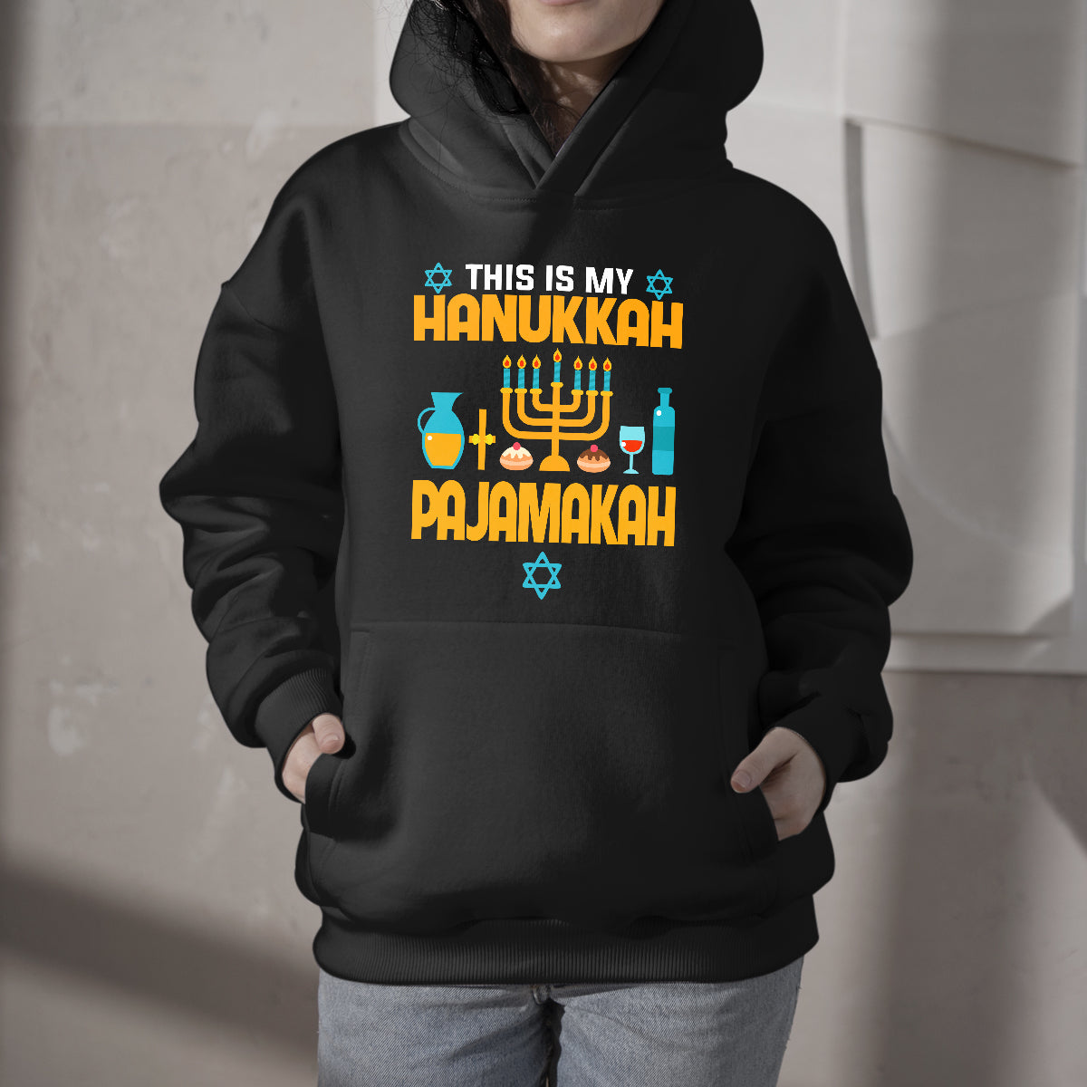 This is My Hanukkah Pajamakah Funny Jewish Menorah Pajama, Hanukkah Holiday Hoodie - Wonder Print Shop