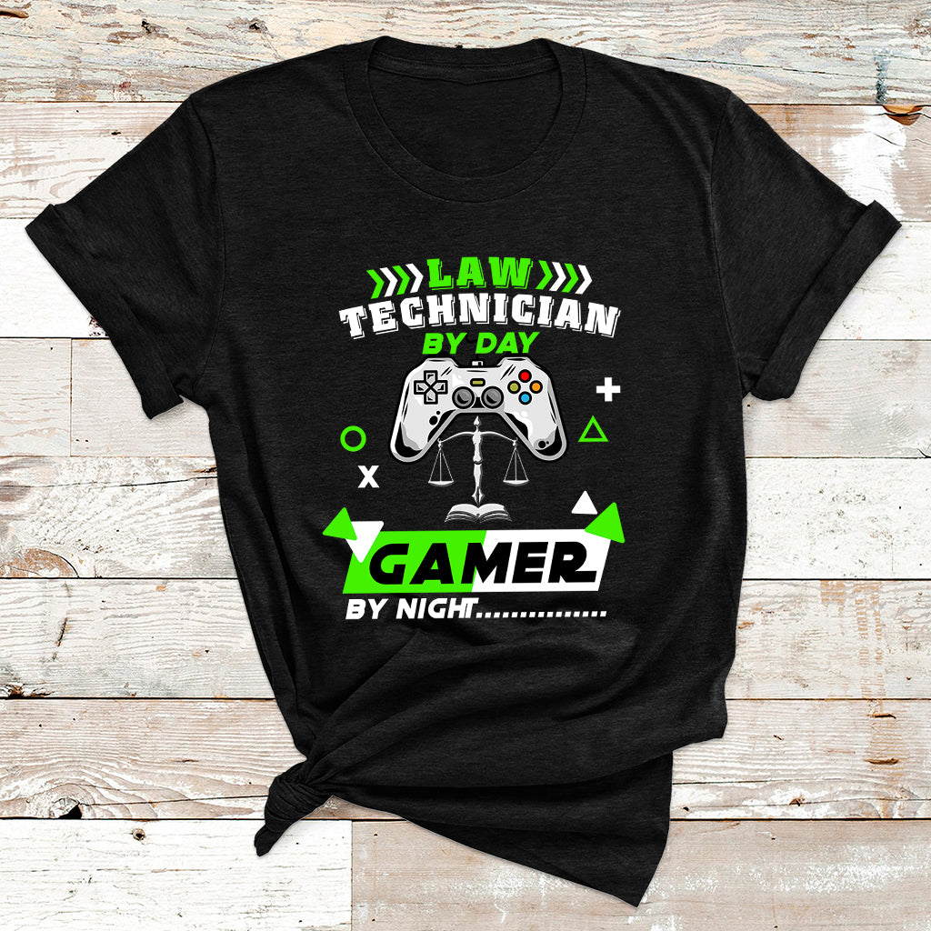 Law Techinician By Day Gamer By Night T Shirt - Wonder Print Shop