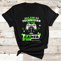 Law Techinician By Day Gamer By Night T Shirt - Wonder Print Shop