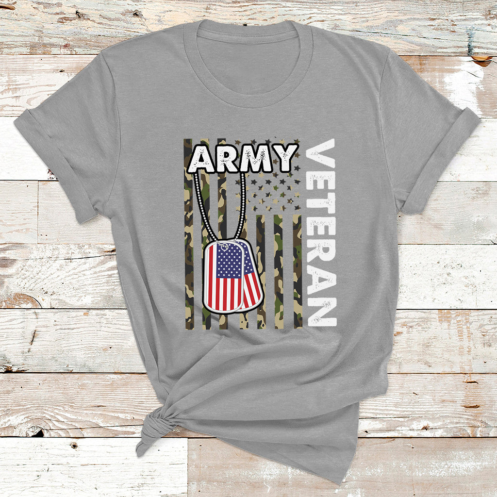 American Flag Camo Proud US Army Veteran T Shirt - Wonder Print Shop
