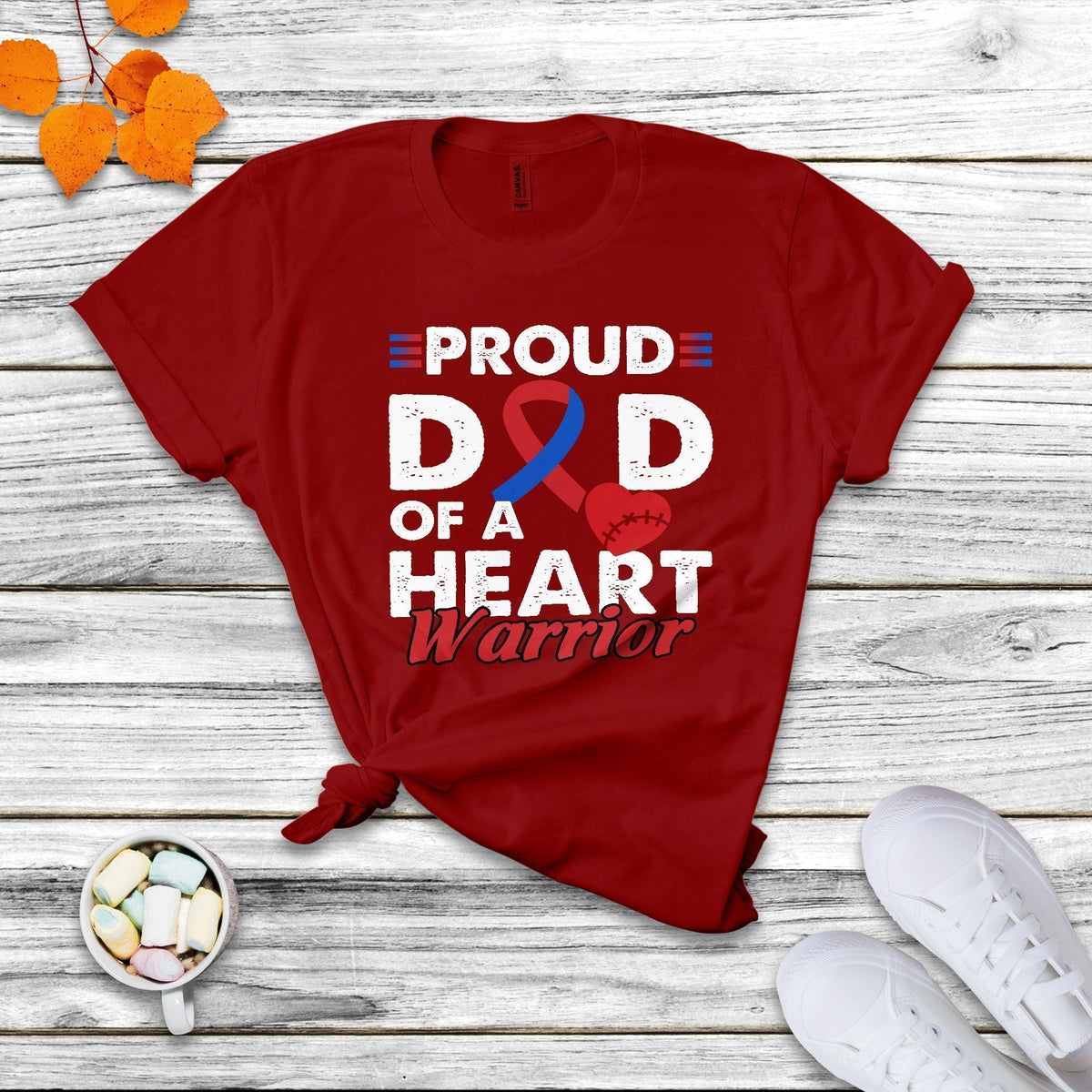 Dad Of A Heart Warrior CHD Congenital Heart Defect Awareness T Shirt - Wonder Print Shop
