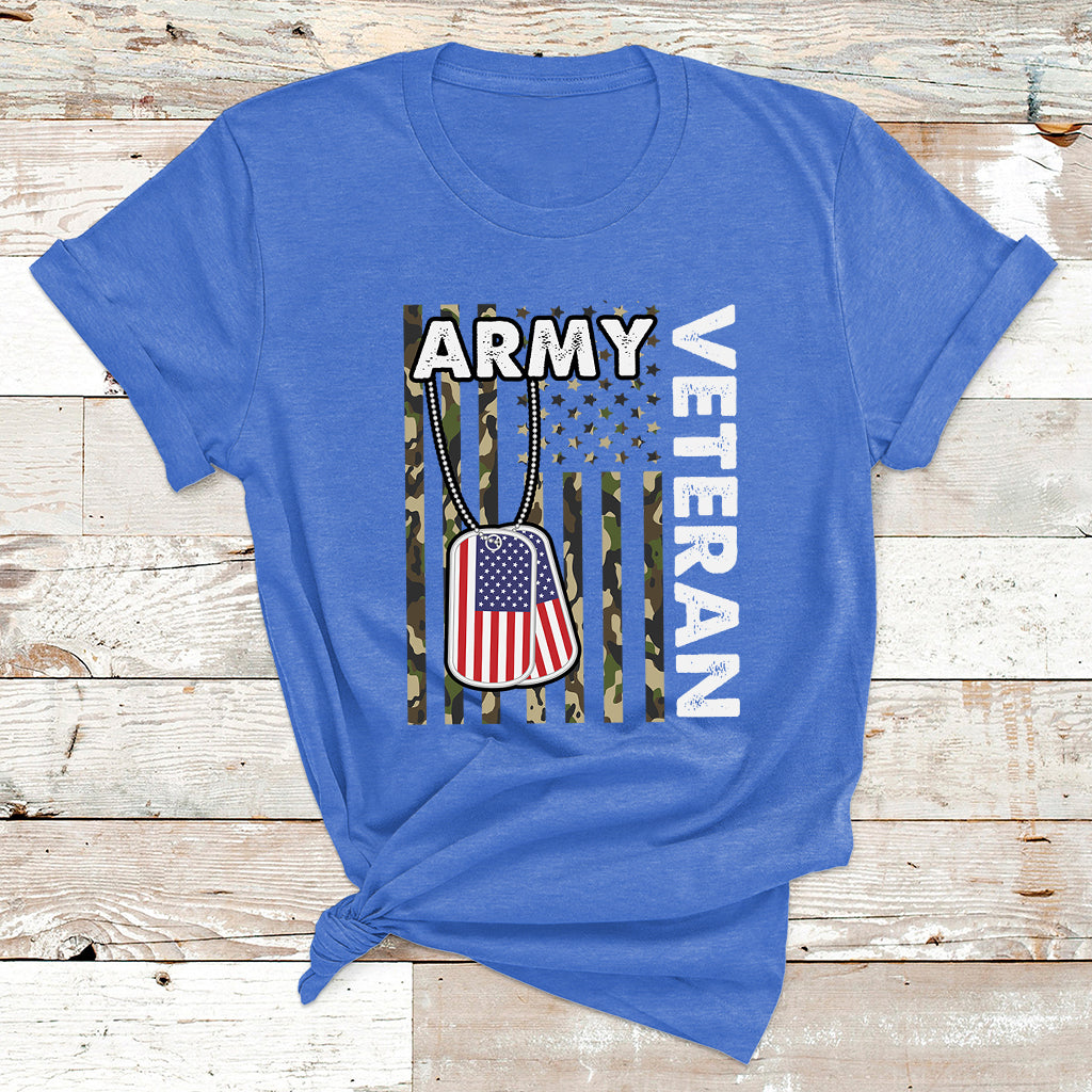 American Flag Camo Proud US Army Veteran T Shirt - Wonder Print Shop