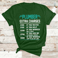 Funny Plumber Extra Charges Hourly Rate Plumbing T Shirt - Wonder Print Shop