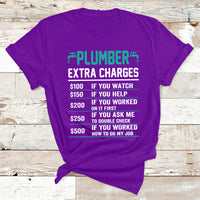 Funny Plumber Extra Charges Hourly Rate Plumbing T Shirt - Wonder Print Shop