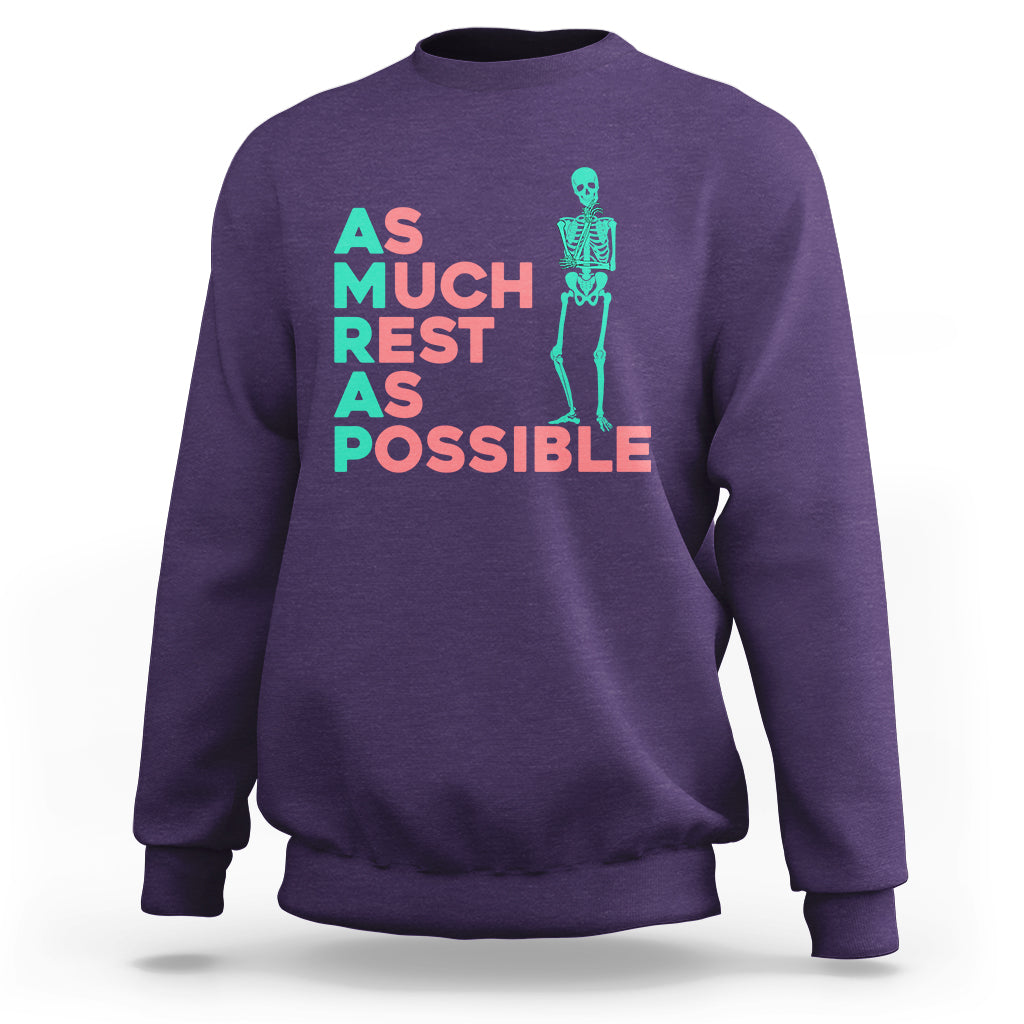 As Much Rest As Possible AMRAP Skeleton Funny Trendy Sweatshirt - Wonder Print Shop