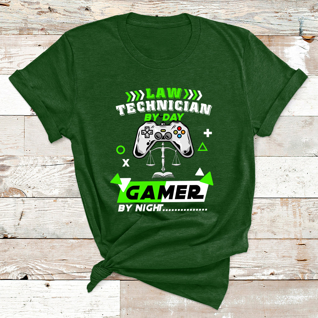 Law Techinician By Day Gamer By Night T Shirt - Wonder Print Shop