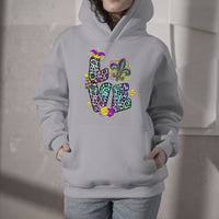 Love Mardi Gras Leopard Mardi Gras Costume Carnival Beads And Bling Hoodie - Wonder Print Shop