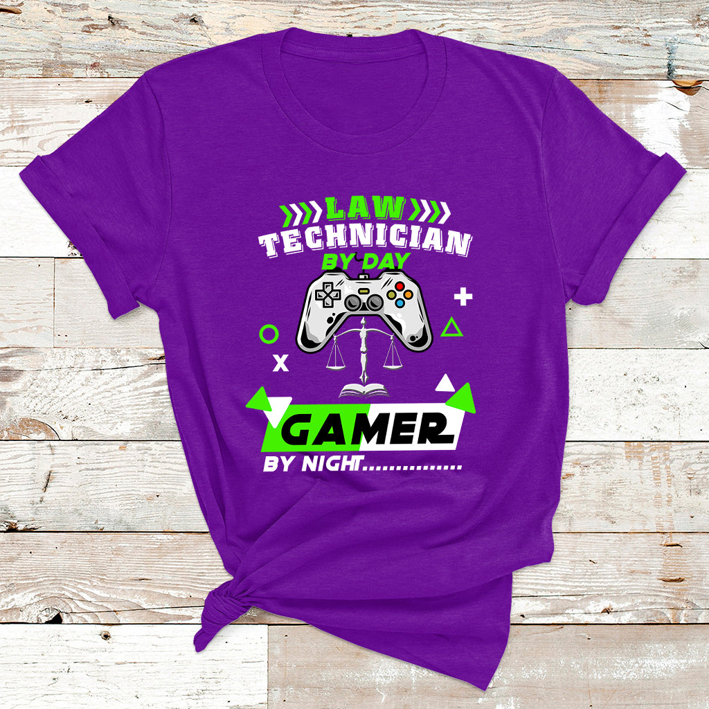 Law Techinician By Day Gamer By Night T Shirt - Wonder Print Shop