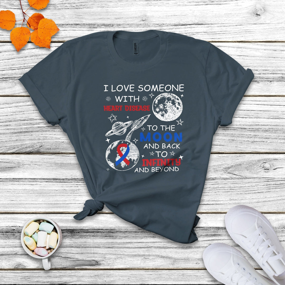 I Love Someone With Heart Disease To The Moon And Back CHD T Shirt - Wonder Print Shop