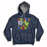 Dinosaur Roaring Into 120 Days Of School Kids Boys Girls 120 Days Smarter Hoodie - Wonder Print Shop