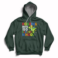 Dinosaur Roaring Into 120 Days Of School Kids Boys Girls 120 Days Smarter Hoodie - Wonder Print Shop
