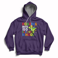 Dinosaur Roaring Into 120 Days Of School Kids Boys Girls 120 Days Smarter Hoodie - Wonder Print Shop
