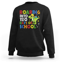 Dinosaur Roaring Into 120 Days Of School Kids Boys Girls 120 Days Smarter Sweatshirt - Wonder Print Shop