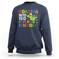 Dinosaur Roaring Into 120 Days Of School Kids Boys Girls 120 Days Smarter Sweatshirt - Wonder Print Shop