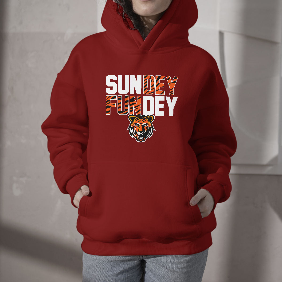Sundey Fundey Fear Da Tiger Rule The Jungle King Of Da North Hoodie - Wonder Print Shop