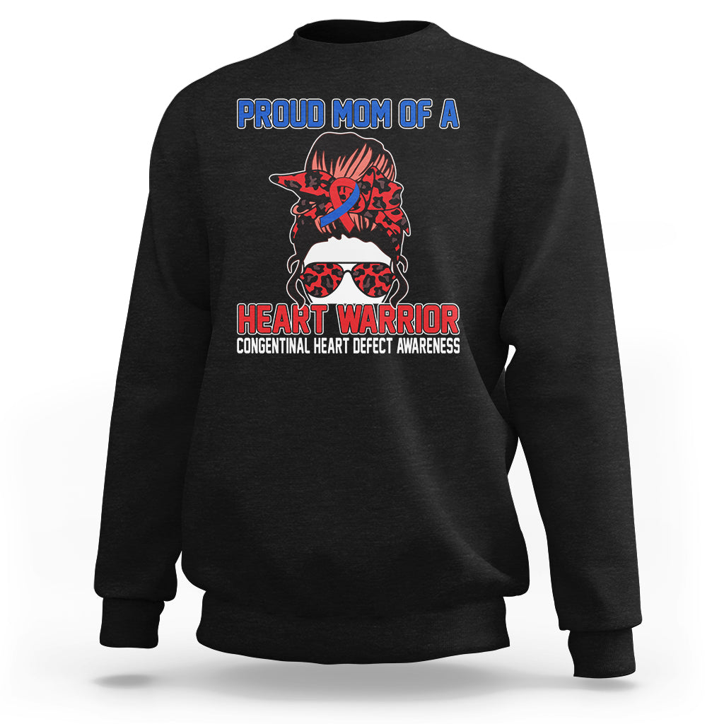 Black crewneck sweatshirt with front warrior heart graphic and message print