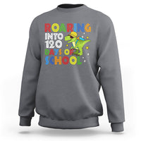 Dinosaur Roaring Into 120 Days Of School Kids Boys Girls 120 Days Smarter Sweatshirt - Wonder Print Shop