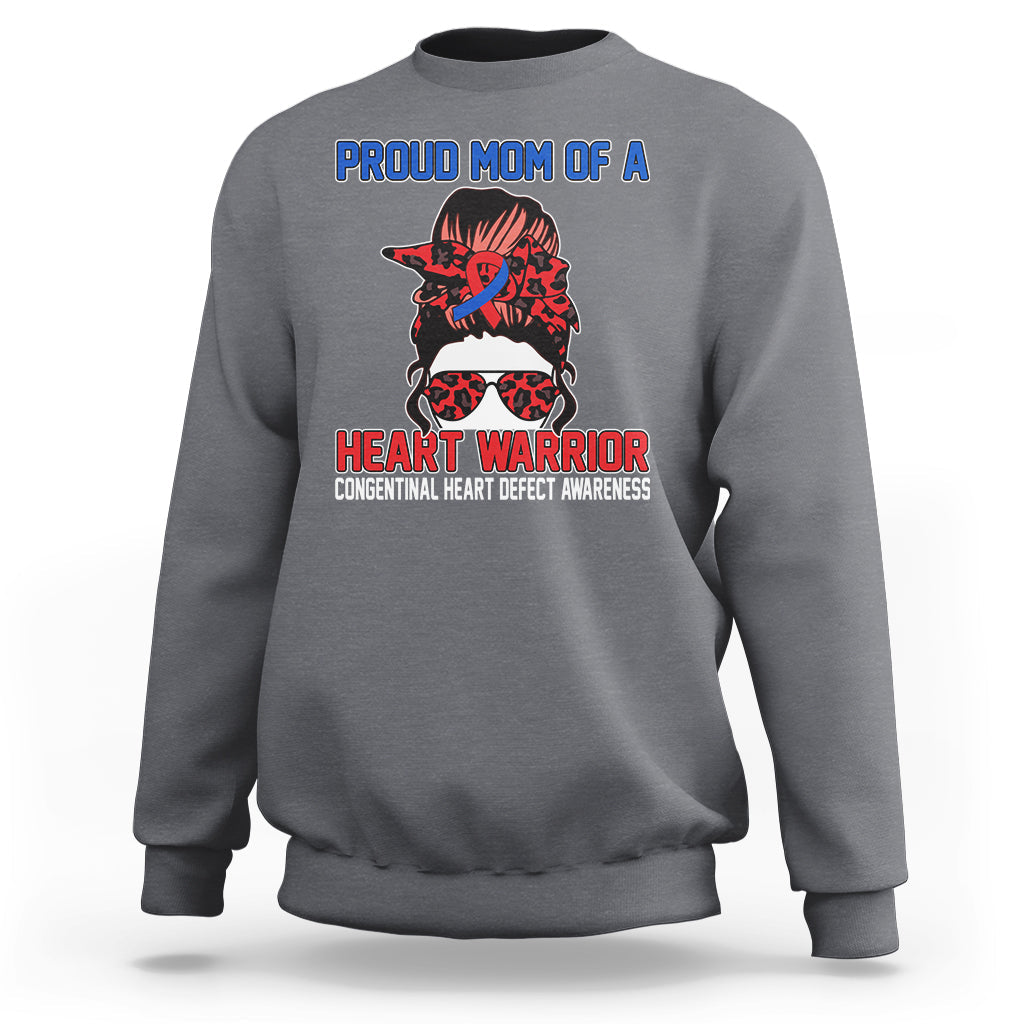 Light heather gray crewneck sweatshirt with front warrior heart graphic and message print