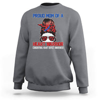 Light heather gray crewneck sweatshirt with front warrior heart graphic and message print