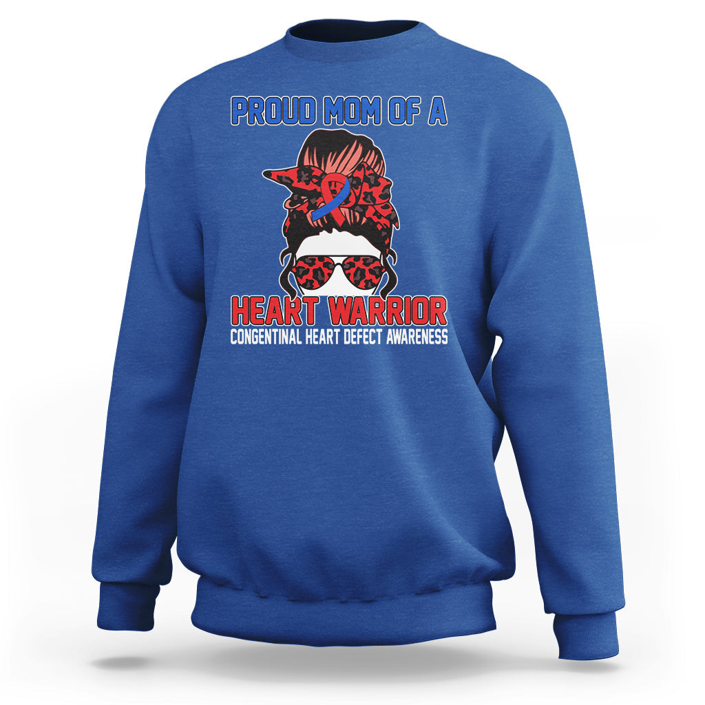 Royal blue crewneck sweatshirt with front warrior heart graphic and message print