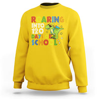 Dinosaur Roaring Into 120 Days Of School Kids Boys Girls 120 Days Smarter Sweatshirt - Wonder Print Shop
