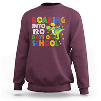 Dinosaur Roaring Into 120 Days Of School Kids Boys Girls 120 Days Smarter Sweatshirt - Wonder Print Shop