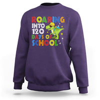Dinosaur Roaring Into 120 Days Of School Kids Boys Girls 120 Days Smarter Sweatshirt - Wonder Print Shop
