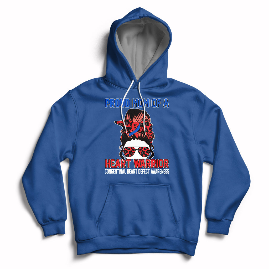 Messy Bun Mom Of A Heart Warrior CHD Congenital Heart Defect Hoodie - Wonder Print Shop