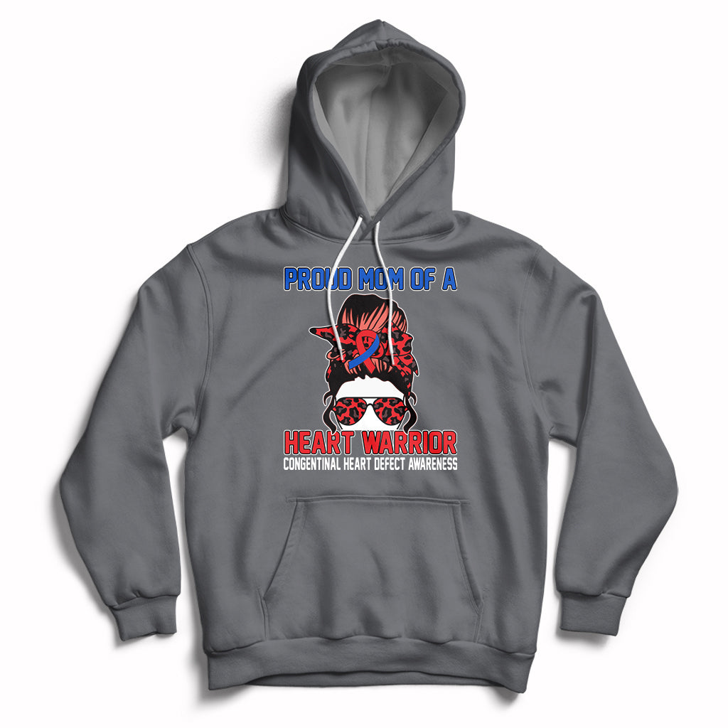 Messy Bun Mom Of A Heart Warrior CHD Congenital Heart Defect Hoodie - Wonder Print Shop