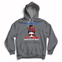 Messy Bun Mom Of A Heart Warrior CHD Congenital Heart Defect Hoodie - Wonder Print Shop