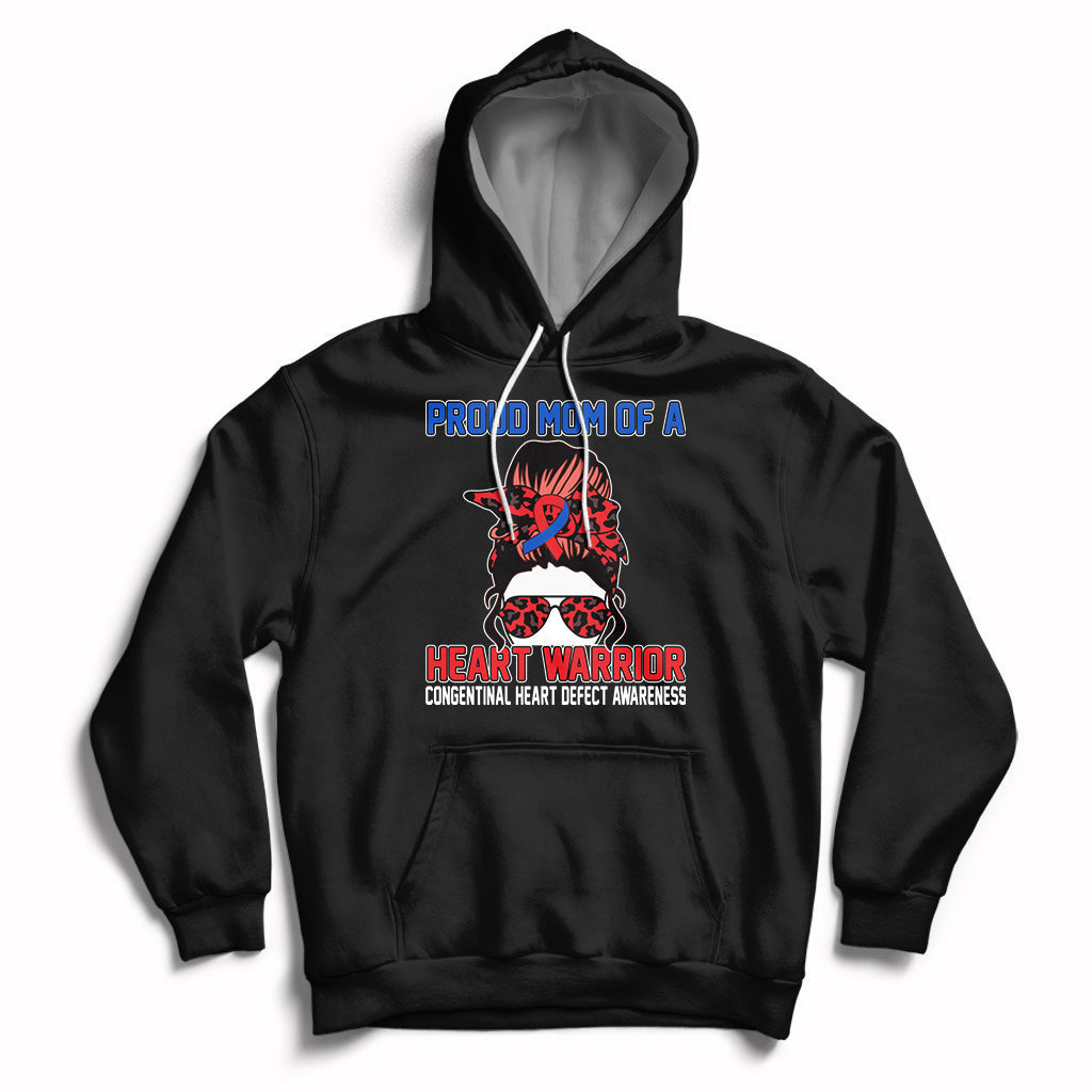 Messy Bun Mom Of A Heart Warrior CHD Congenital Heart Defect Hoodie - Wonder Print Shop