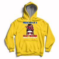 Messy Bun Mom Of A Heart Warrior CHD Congenital Heart Defect Hoodie - Wonder Print Shop