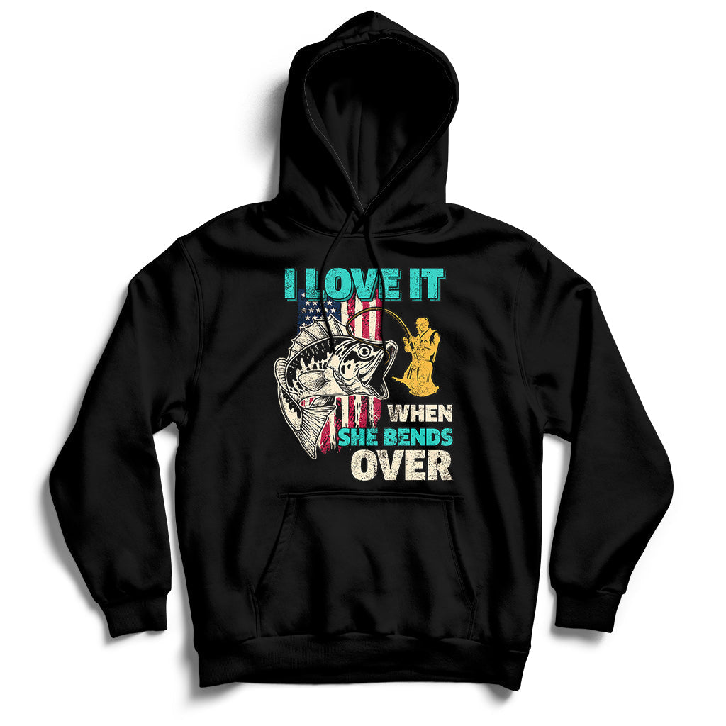 Funny Fisherman Fishing Rod I Love It When She Bends Over Hoodie - Wonder Print Shop