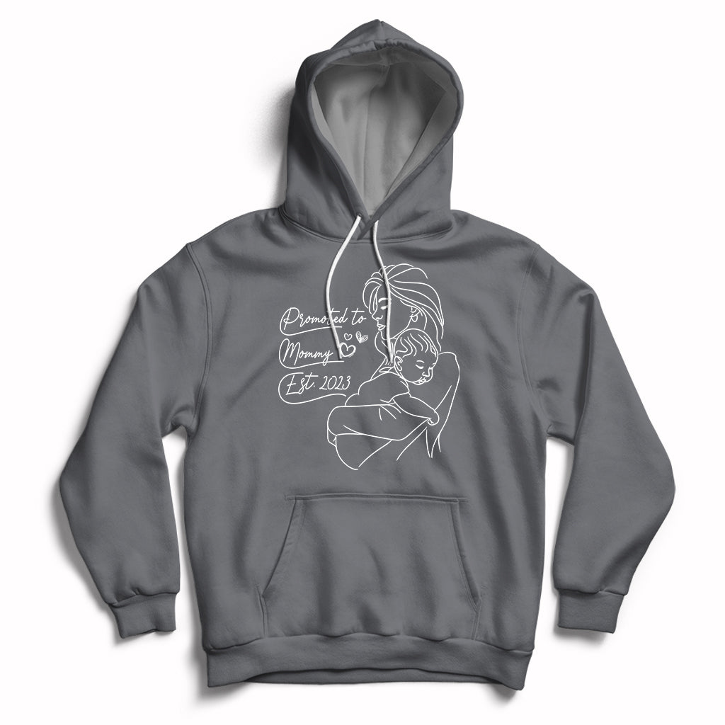 Promoted To Mommy Est. 2023 New Mom Gift First Mommy First Mother's Day Hoodie - Wonder Print Shop